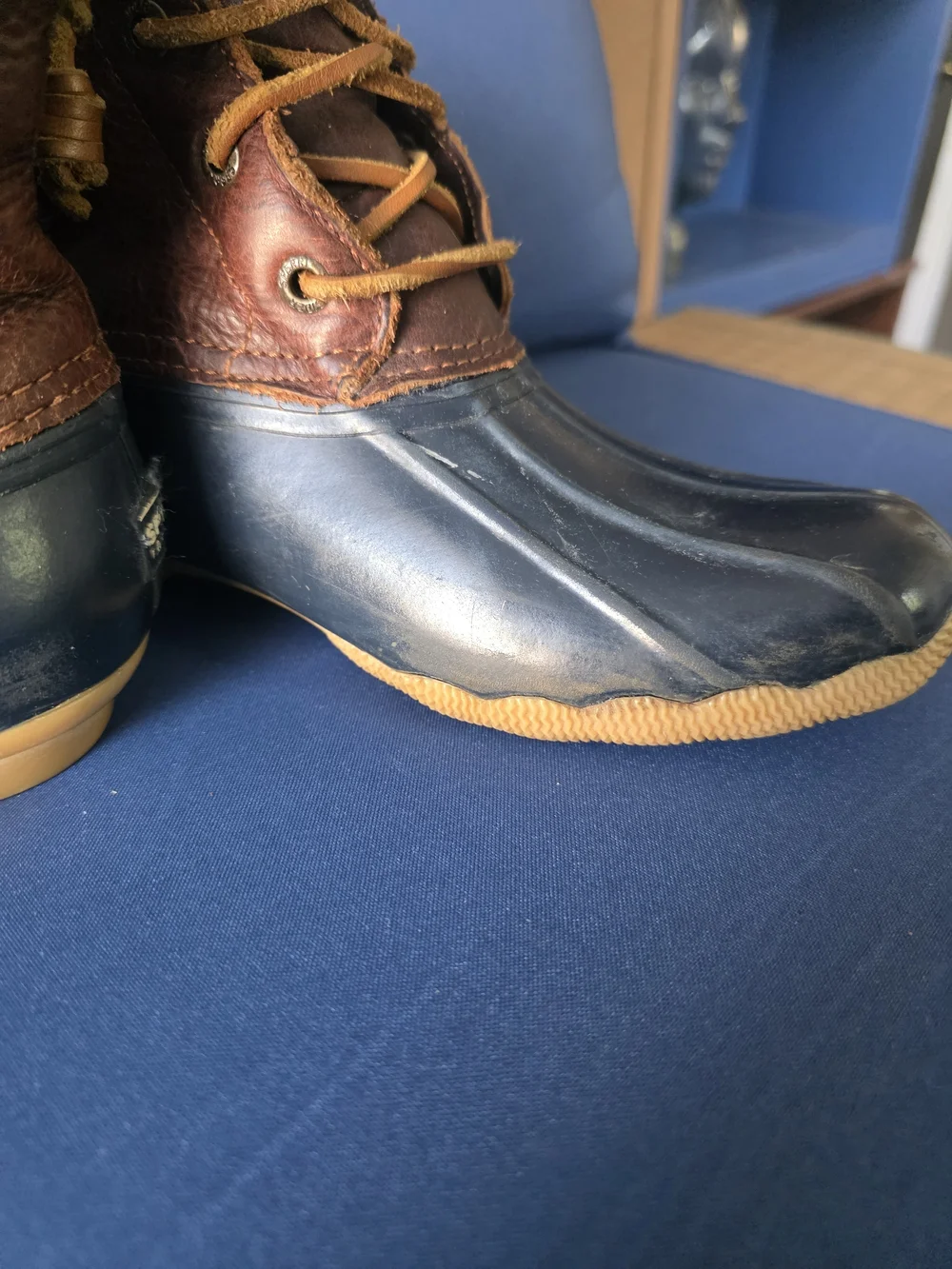 Sperry Saltwater Duck Boots STS91175 Brown Navy Waterproof Outdoor Women’s 7